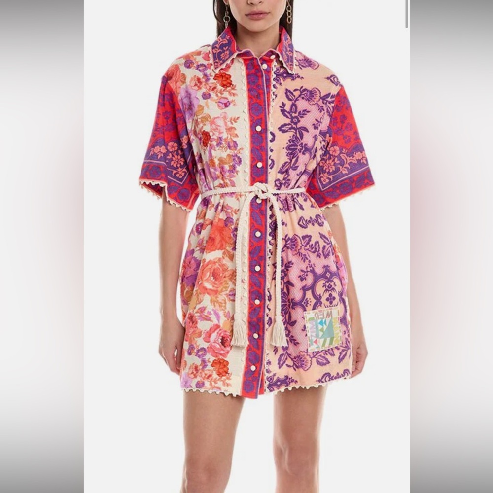 Zimmermann Raie Trimmed Shirtdress, Size 12 (AU 4), NWT